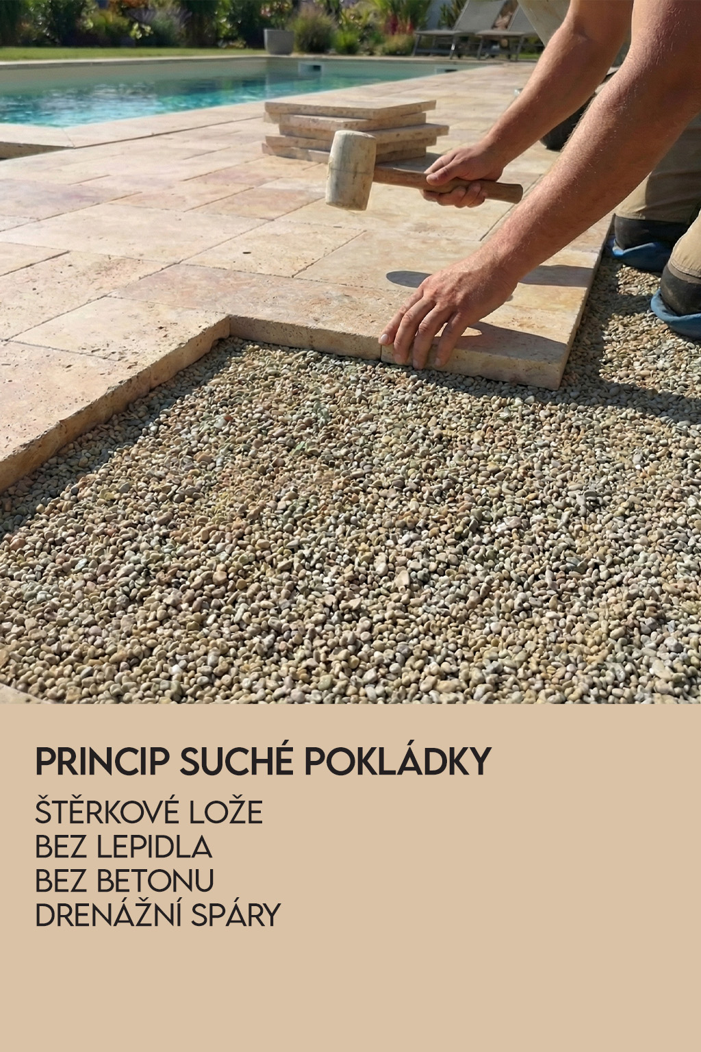 Pokládka do štěrku svépomoci přírodní kamenné dlažby